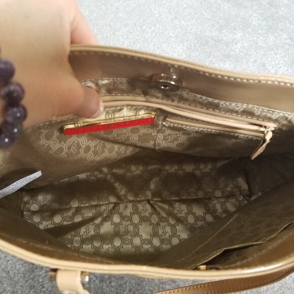 Ivanka Trump Beige Shiny Handbag with Detachable Keychain - Picture 12 of 16